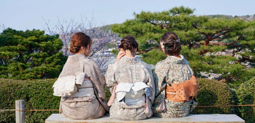 In Japan, Three women at an overlook