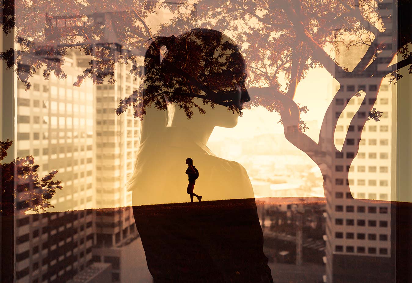 A woman running outside