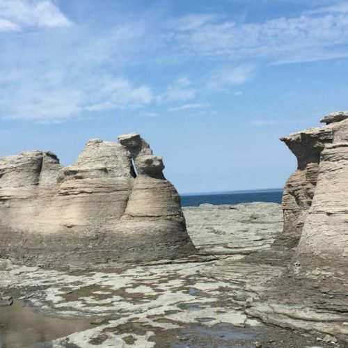 Rock formations by the water